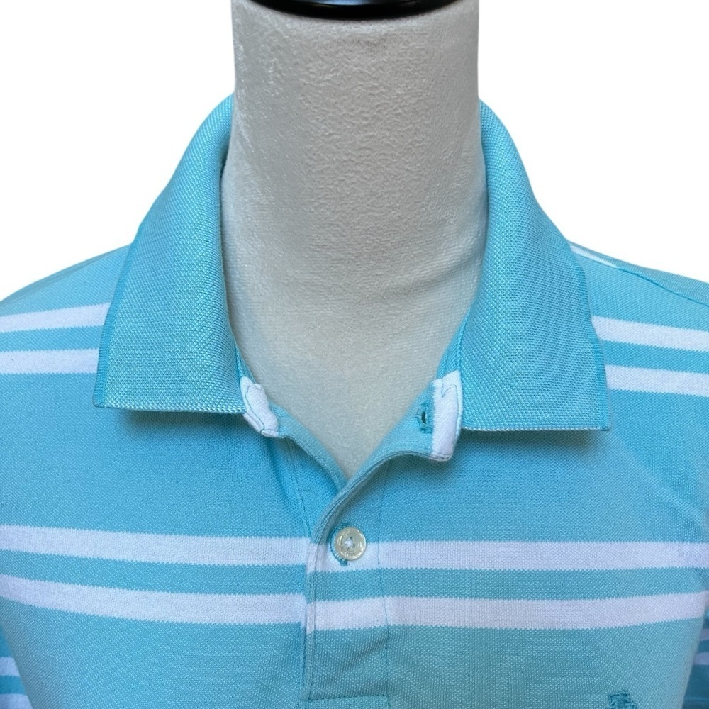 IZOD Men’s Medium Polo Shirt Blue White Stripes Soft Golf - Picture 3 of 8